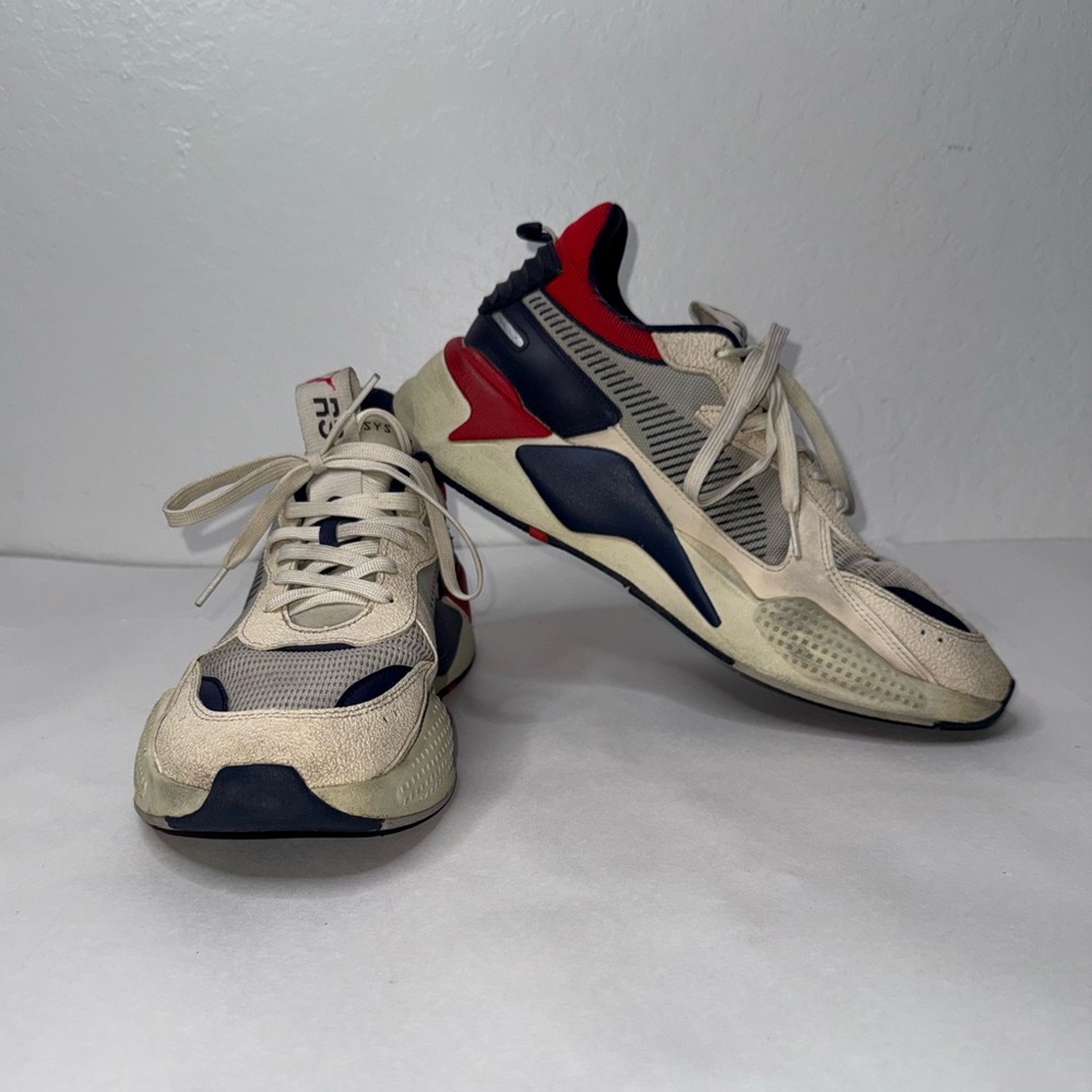 PUMA RS-X Hard Drive Sneaker Mens Size 12 Tan Red Blue Mesh Running Hike Shoes